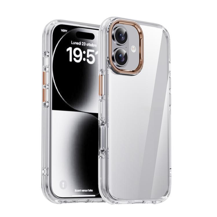 For iPhone 17 iPAKY Mingxing Series Shockproof PC+TPU Phone Case(Transparent + Desert Gold)
