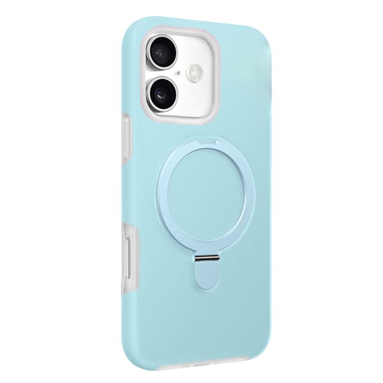 For iPhone 17 Jelly Liquid Silicone MagSafe Holder Phone Case(Baby Blue)