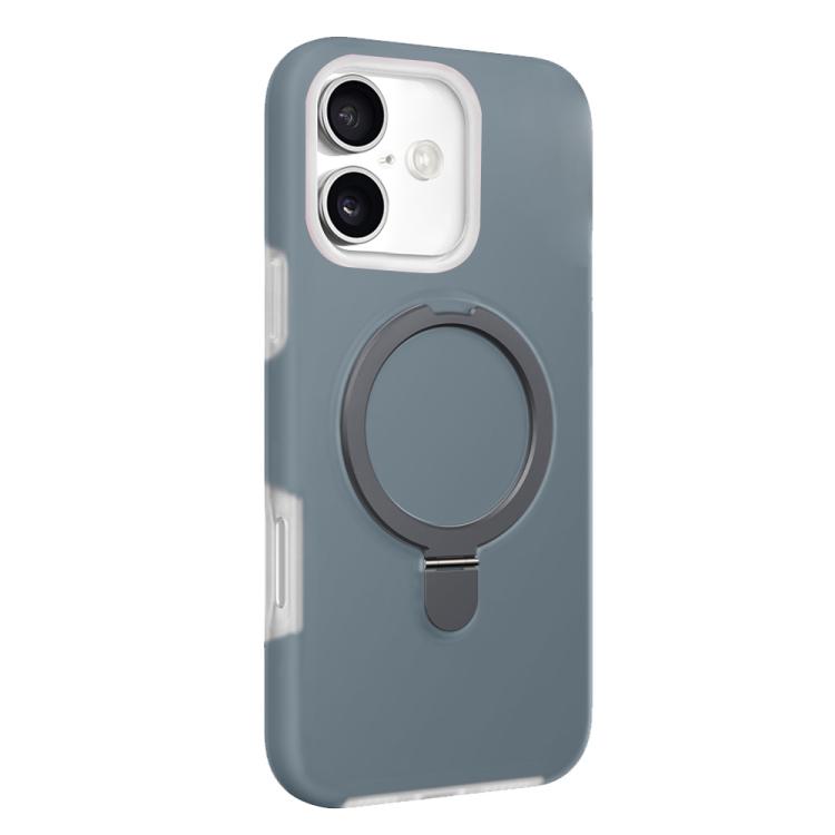 For iPhone 17 Jelly Liquid Silicone MagSafe Holder Phone Case(Coconut Grey)