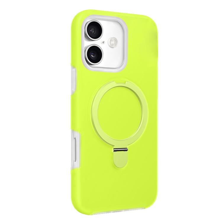 For iPhone 17 Jelly Liquid Silicone MagSafe Holder Phone Case(Lemon Green)