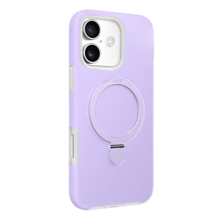 For iPhone 17 Jelly Liquid Silicone MagSafe Holder Phone Case(Light Purple)