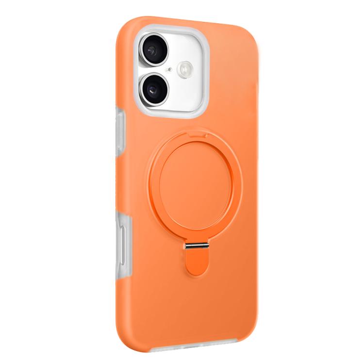 For iPhone 17 Jelly Liquid Silicone MagSafe Holder Phone Case(Orange)