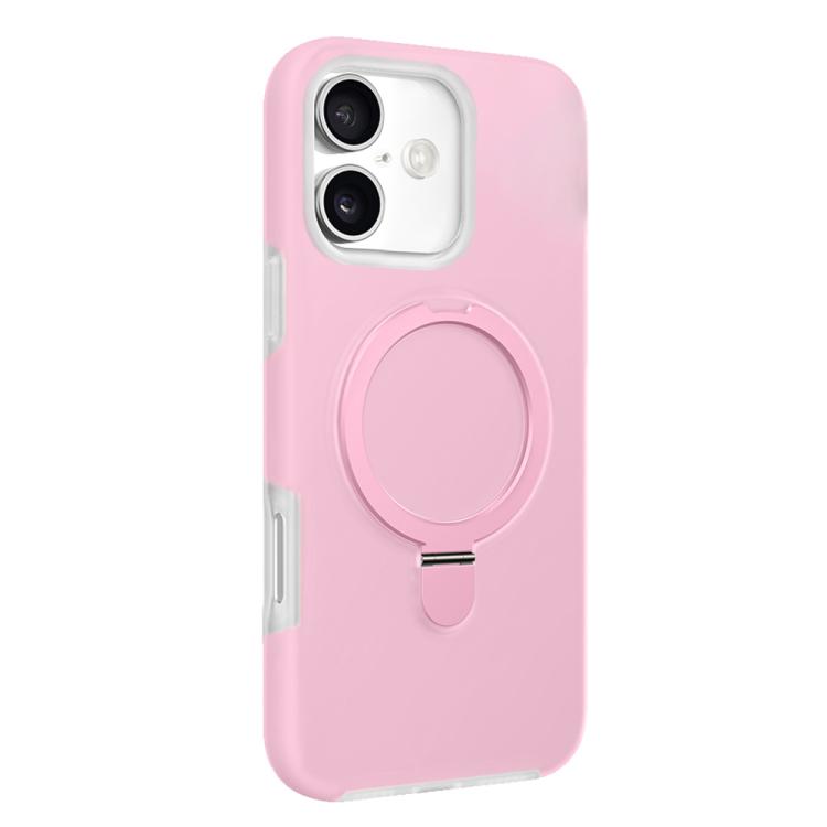 For iPhone 17 Jelly Liquid Silicone MagSafe Holder Phone Case(Pink)
