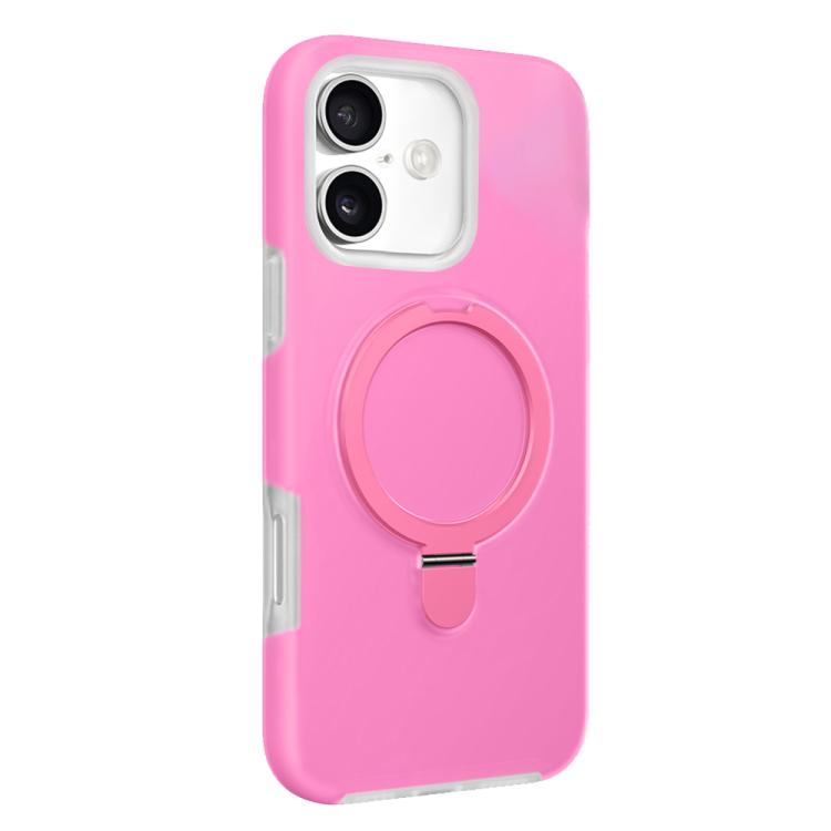 For iPhone 17 Jelly Liquid Silicone MagSafe Holder Phone Case(Rose Pink)
