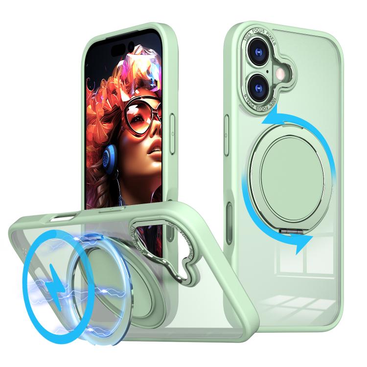 For iPhone 17 Kalebol 360-degree Rotating MagSafe Magnetic Holder Phone Case(Avocado Green)