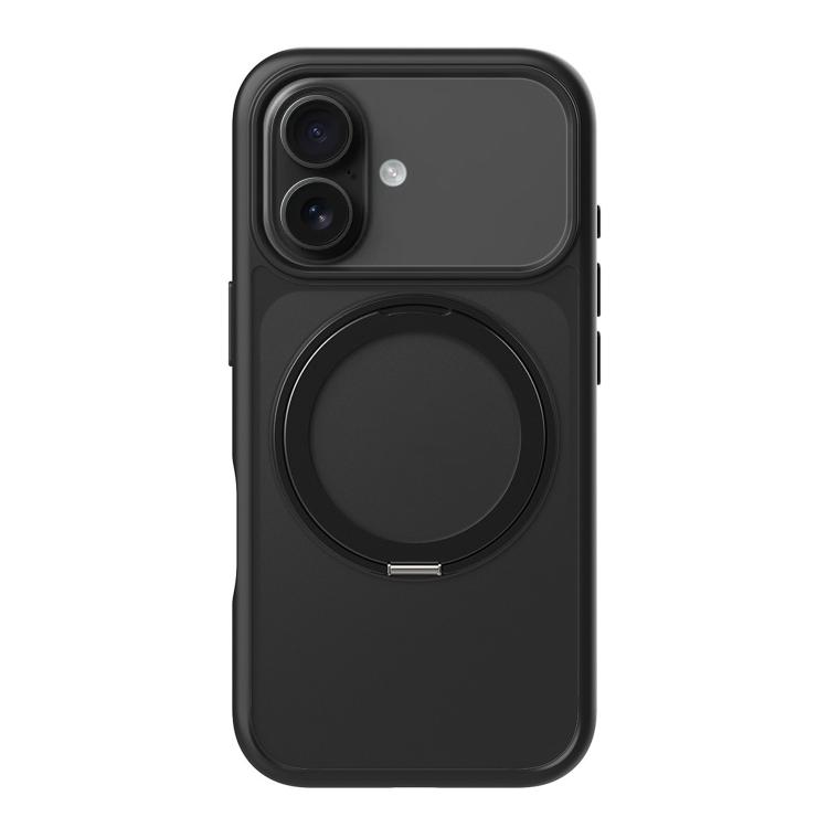 For iPhone 17 Kalebol Frosted MagSafe Holder Acrylic Hybrid TPU Phone Case(Black)