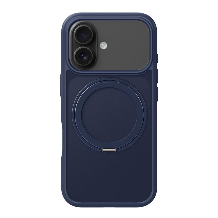 For iPhone 17 Kalebol Frosted MagSafe Holder Acrylic Hybrid TPU Phone Case(Navy Blue)