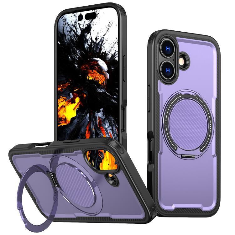 For iPhone 17 kalebol Metal 360 Degree Rotation Holder MagSafe Phone Case(Purple)