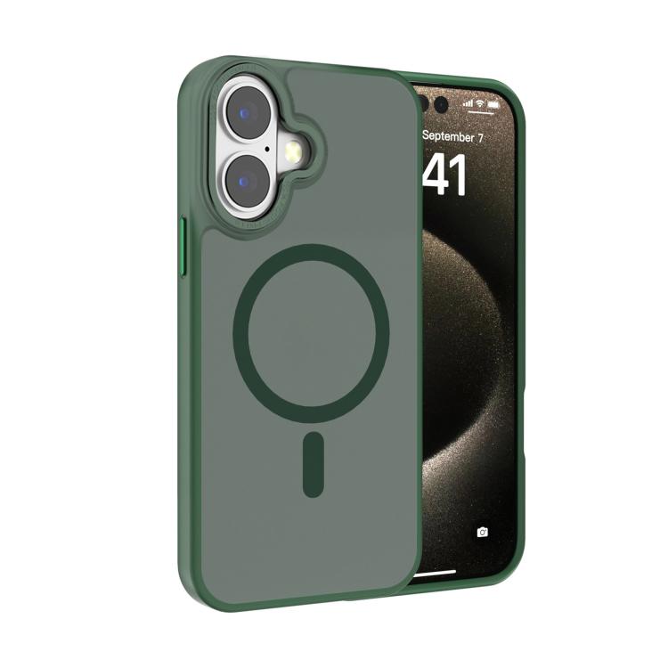 For iPhone 17 Kalebol Metal Lens Frame MagSafe Frosted PC Phone Case(Dark Green)