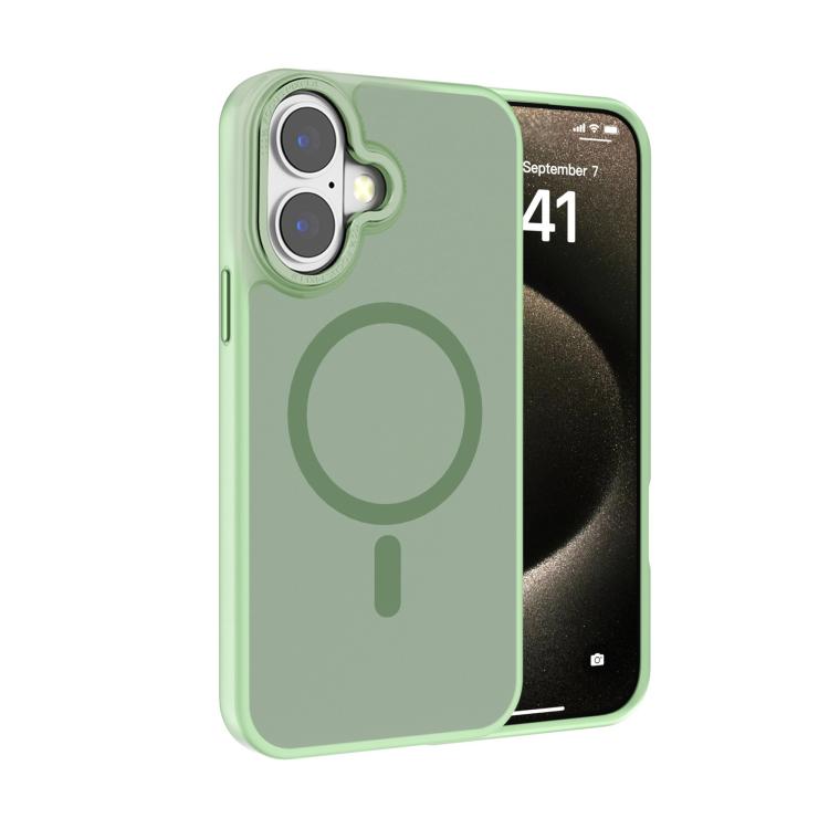For iPhone 17 Kalebol Metal Lens Frame MagSafe Frosted PC Phone Case(Matcha Green)