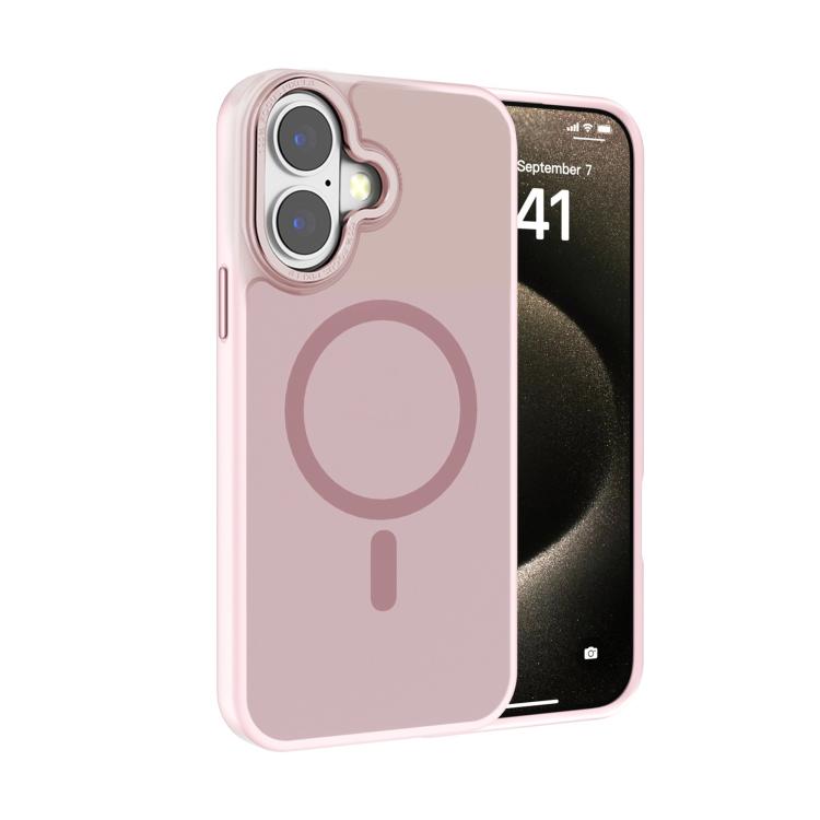 For iPhone 17 Kalebol Metal Lens Frame MagSafe Frosted PC Phone Case(Pink)