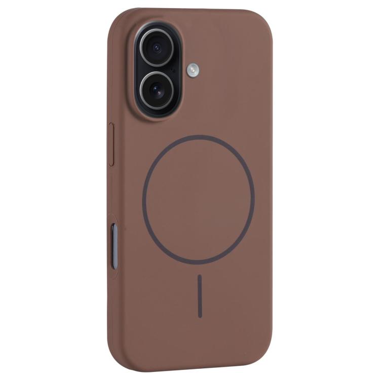 For iPhone 17 Large Hole Camera MagSafe Liquid Silicone Full Coverage Phone Case(Brown)