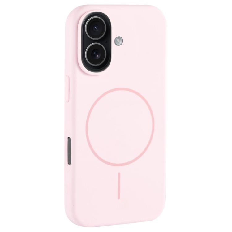 For iPhone 17 Large Hole Camera MagSafe Liquid Silicone Full Coverage Phone Case(Pink White)
