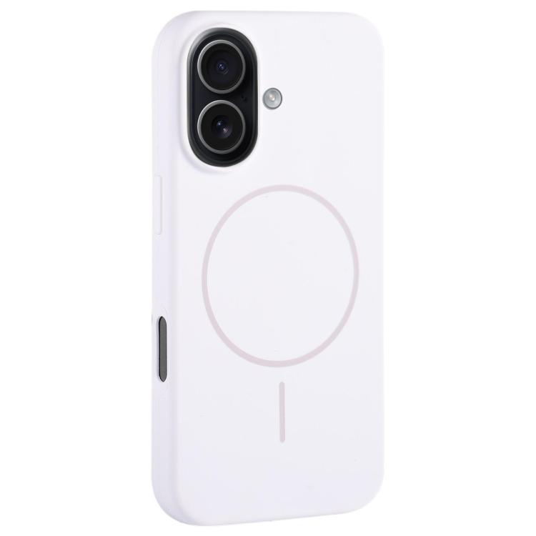 For iPhone 17 Large Hole Camera MagSafe Liquid Silicone Full Coverage Phone Case(White)