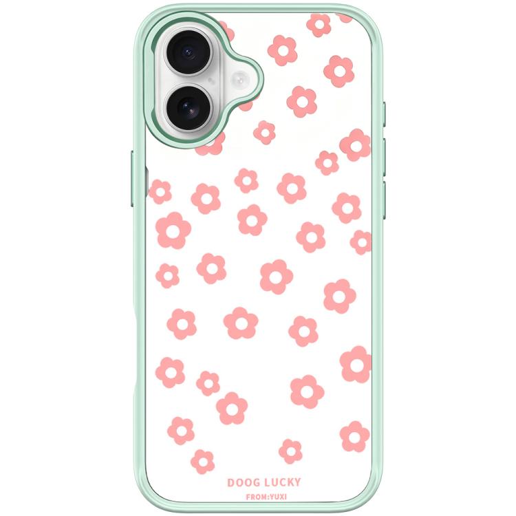 For iPhone 17 Laser Flower Pattern Magnetic Phone Case(Light Green)