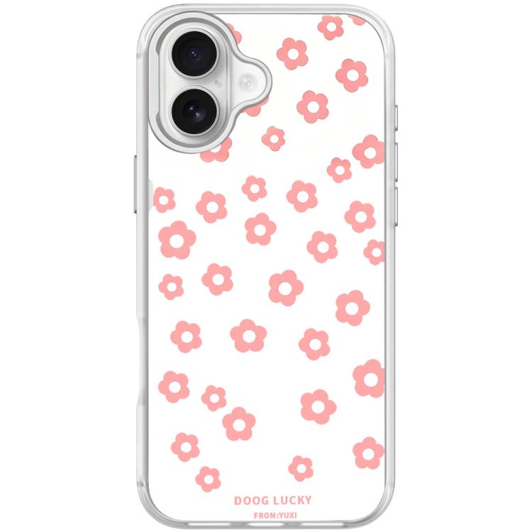 For iPhone 17 Laser Flower Pattern Magnetic Phone Case(Transparent White)