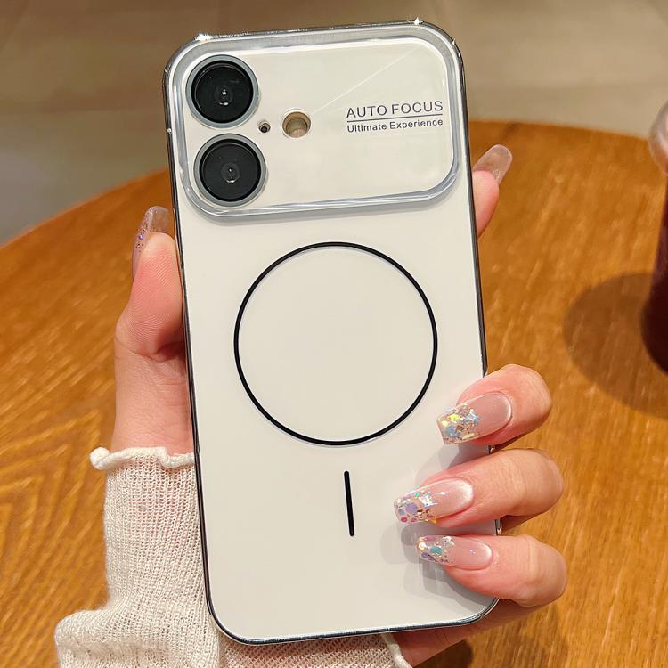 For iPhone 17 Laser Large Hole Camera Frame Fine Ring Magsafe Phone Case(White)