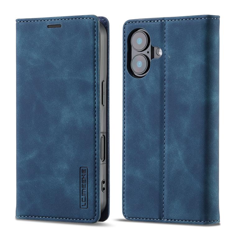 For iPhone 17 LC.IMEEKE Strong Magnetism Microfiber Leather Phone Case(Blue)