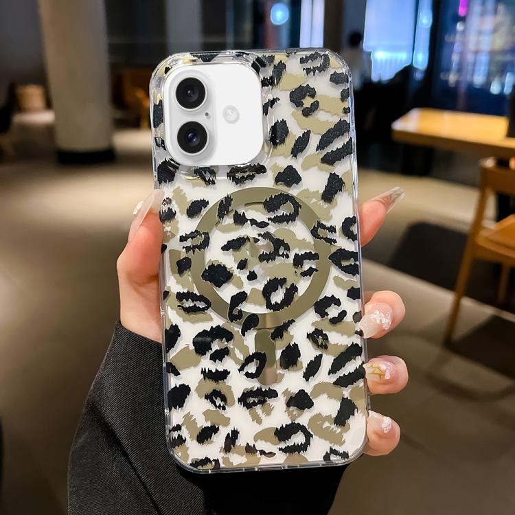 For iPhone 17 Leopard MagSafe Dual-side Laminating IMD Phone Case(Black Brown)