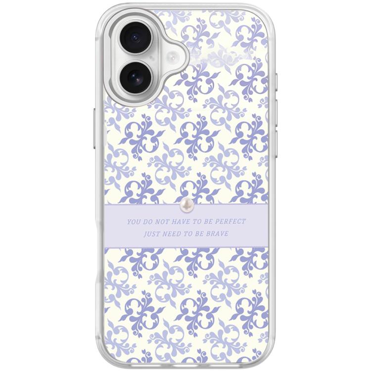 For iPhone 17 Light Purple Flower Pattern Magnetic Phone Case(Transparent White)