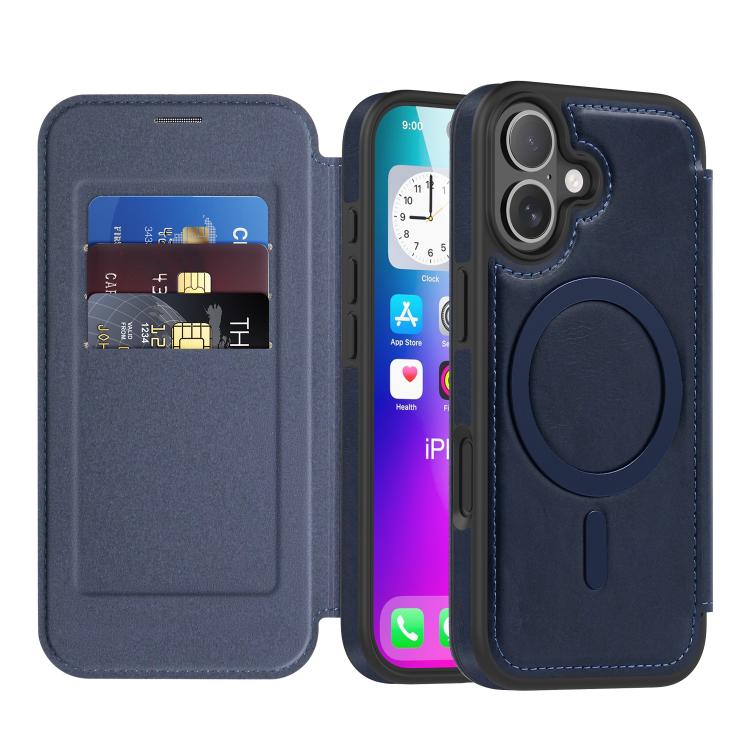 For iPhone 17 Linton MagSafe Leather Phone Case(Blue)