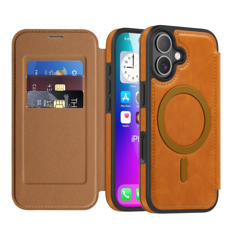 For iPhone 17 Linton MagSafe Leather Phone Case(Brown)