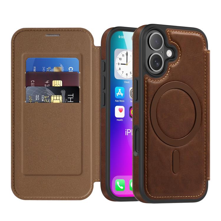 For iPhone 17 Linton MagSafe Leather Phone Case(Coffee)