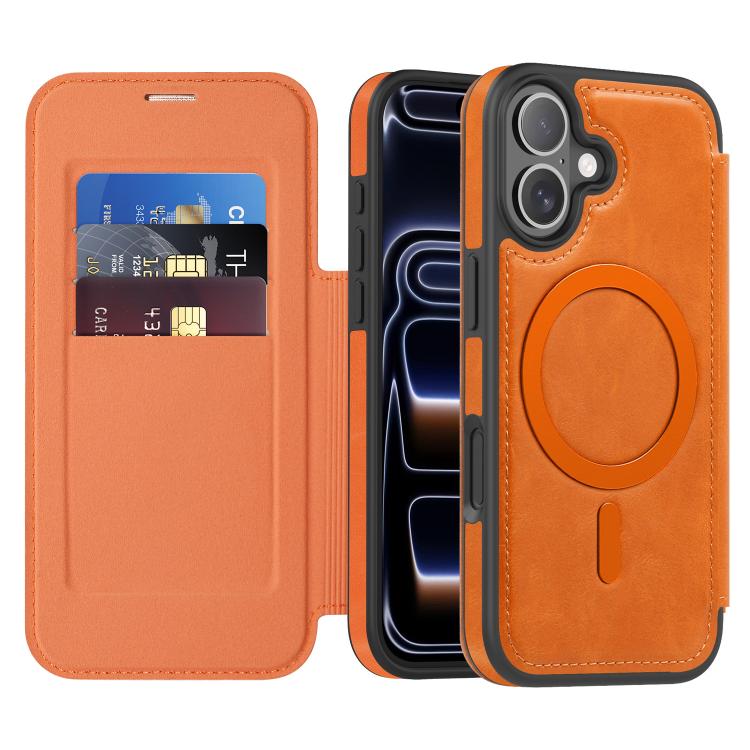For iPhone 17 Linton MagSafe Leather Phone Case(Orange)