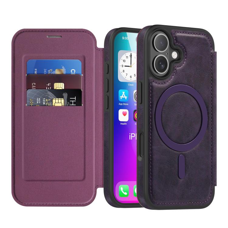 For iPhone 17 Linton MagSafe Leather Phone Case(Purple)