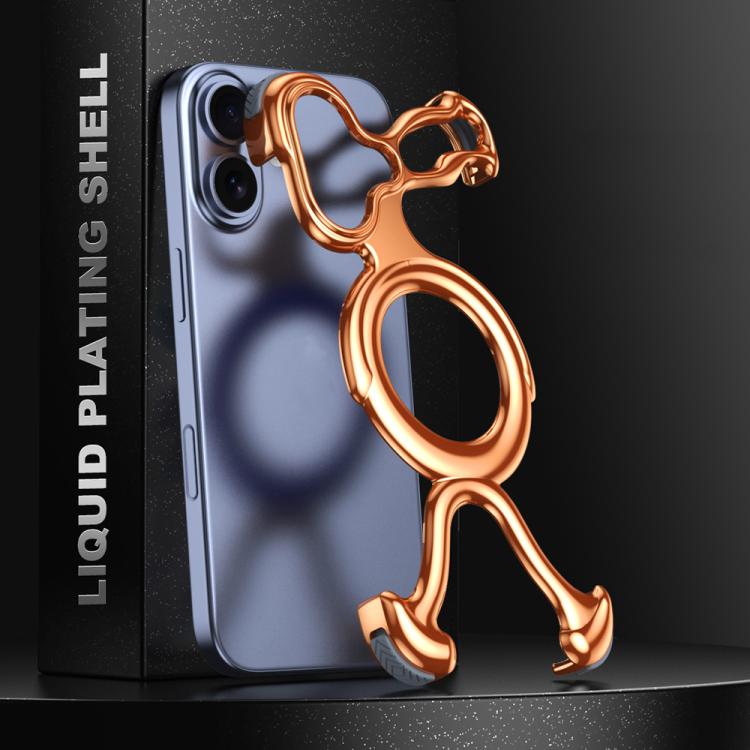 For iPhone 17 Liquid Plating PC Hollow MagSafe Phone Case(Orange)