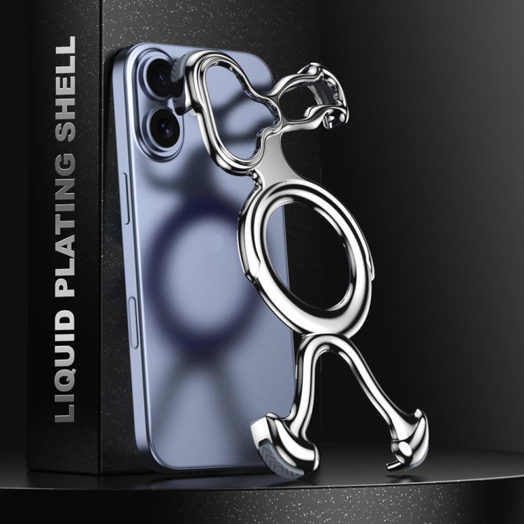 For iPhone 17 Liquid Plating PC Hollow MagSafe Phone Case(Silve)