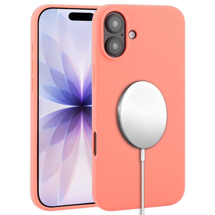For iPhone 17 Liquid Silicone Full Coverage MagSafe Phone Case(Pink Orange)