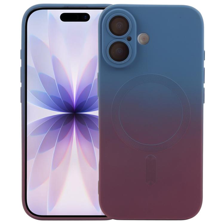 For iPhone 17 Liquid TPU Silicone Gradient MagSafe Phone Case(Blue Purple)