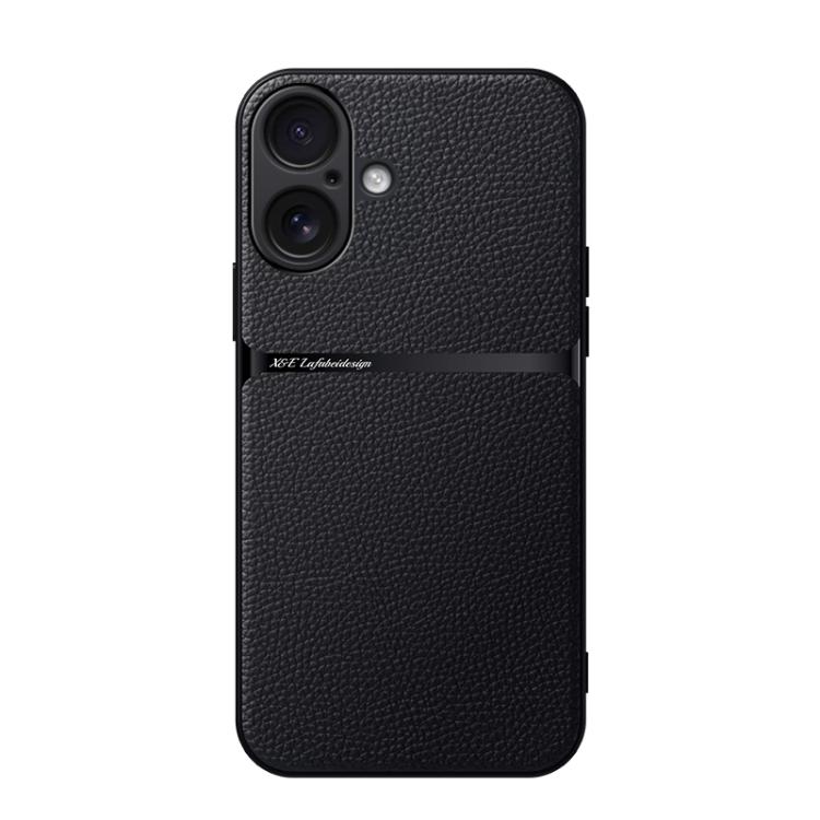 For iPhone 17 Litchi Leather Magnetic Full Coverage Shockproof Phone Case(Black)