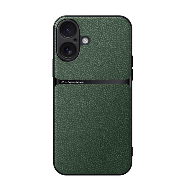 For iPhone 17 Litchi Leather Magnetic Full Coverage Shockproof Phone Case(Green)