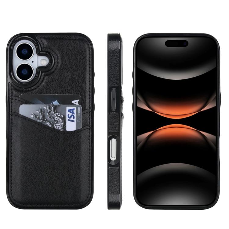 For iPhone 17 Litchi Leather Skin Card Slots Phone Case(Black)