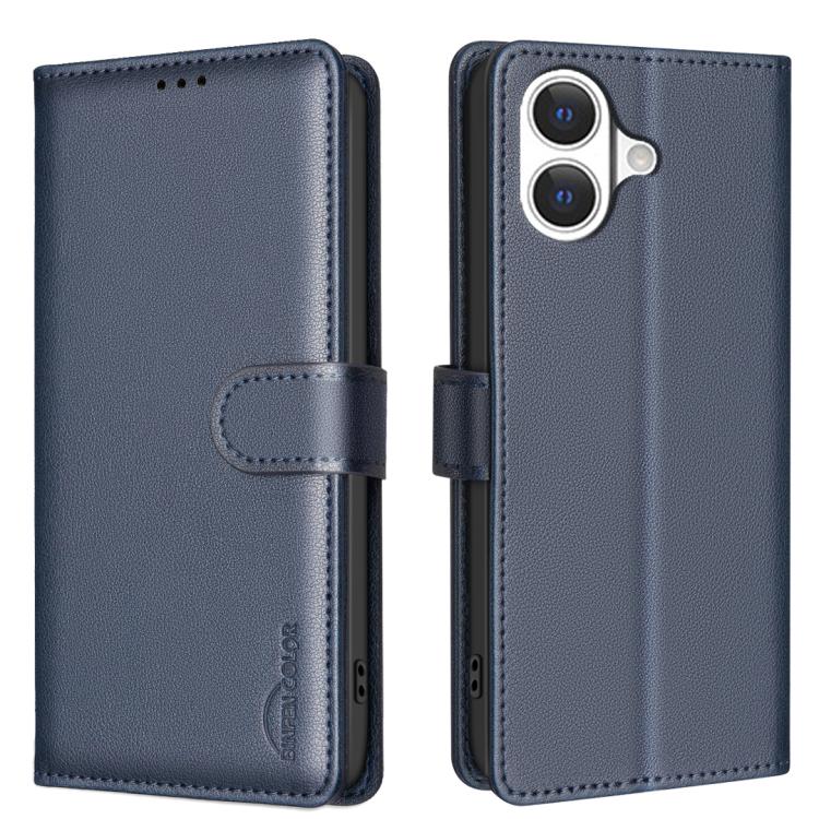 For iPhone 17 Litchi Texture RFID Anti-theft Leather Phone Case(Blue)
