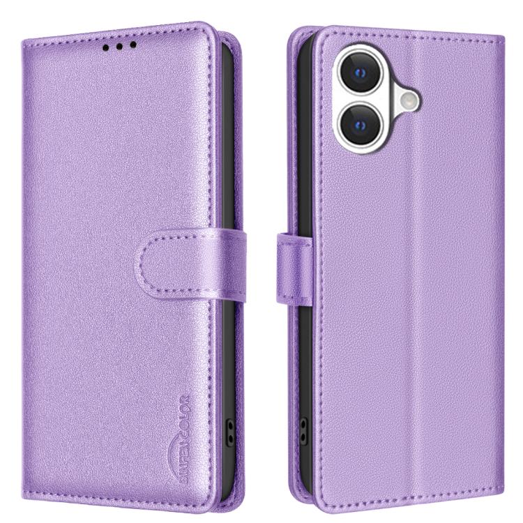 For iPhone 17 Litchi Texture RFID Anti-theft Leather Phone Case(Purple)