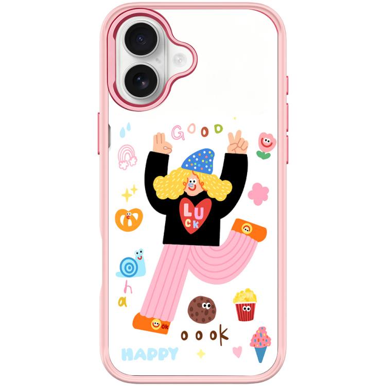 For iPhone 17 Little Girl and Good Text Pattern Magnetic Phone Case(Pink)