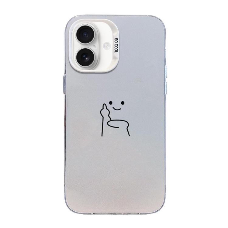 For iPhone 17 Little Man Gestures Colored Silver Frosted PC Hybrid TPU Phone Case(Petty People Despise)