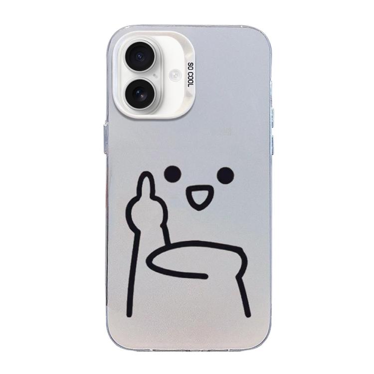 For iPhone 17 Little Man Gestures Colored Silver Frosted PC Hybrid TPU Phone Case(Ultraman Gesture of Contempt)