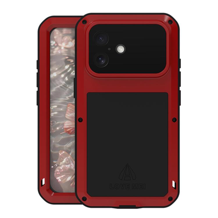 For iPhone 17 LOVE MEI Metal Shockproof Life Waterproof Dustproof Phone Case(Red)