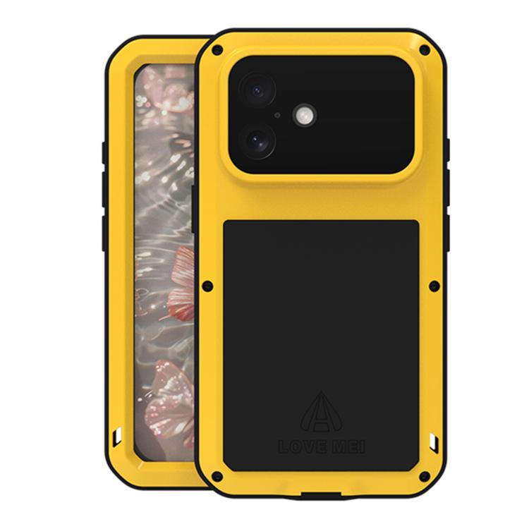For iPhone 17 LOVE MEI Metal Shockproof Life Waterproof Dustproof Phone Case(Yellow)