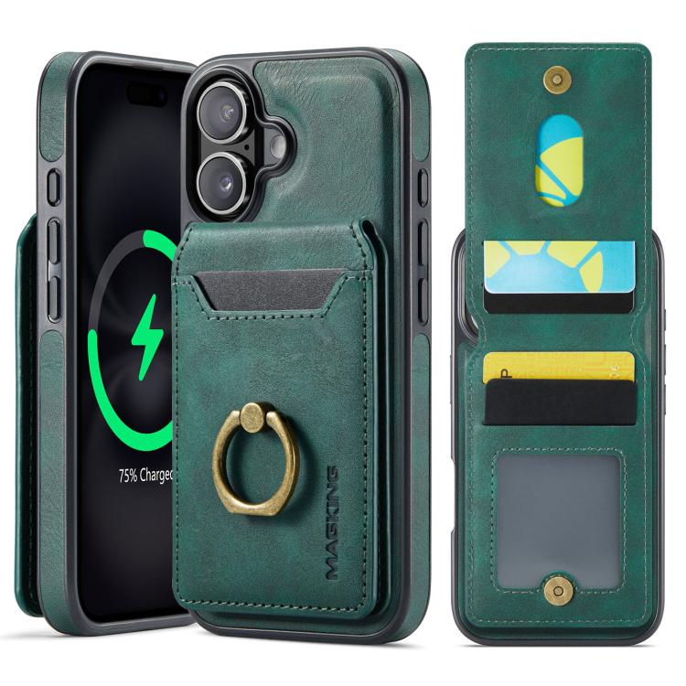 For iPhone 17 MAGKING K1 MagSafe Detachable Wallet RFID Back Cover Phone Case(Green)