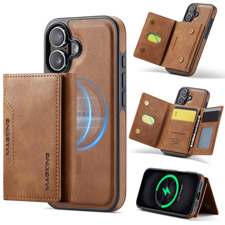 For iPhone 17 MAGKING K2 Series MagSafe RFID Card Bag Detachable Phone Case(Brown)