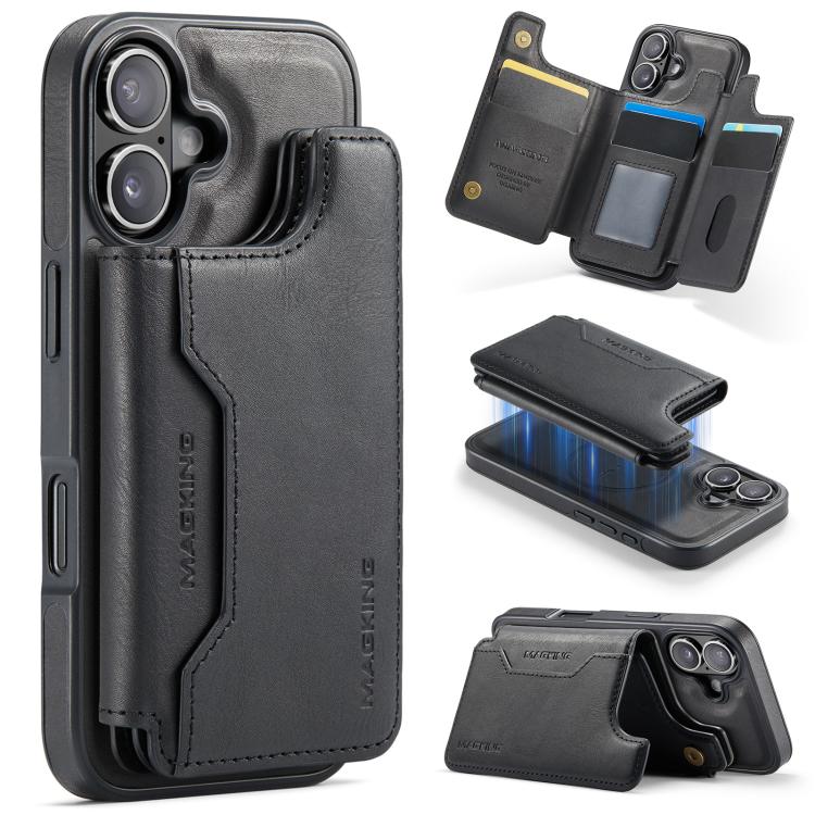 For iPhone 17 MAGKING K3 Series MagSafe RFID Card Bag Detachable Phone Case(Black)