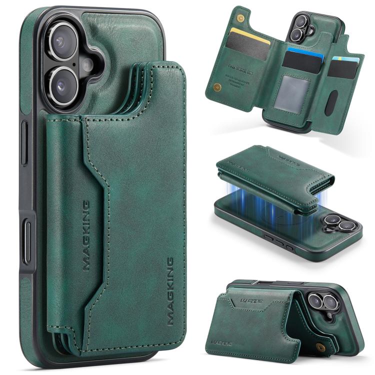For iPhone 17 MAGKING K3 Series MagSafe RFID Card Bag Detachable Phone Case(Green)