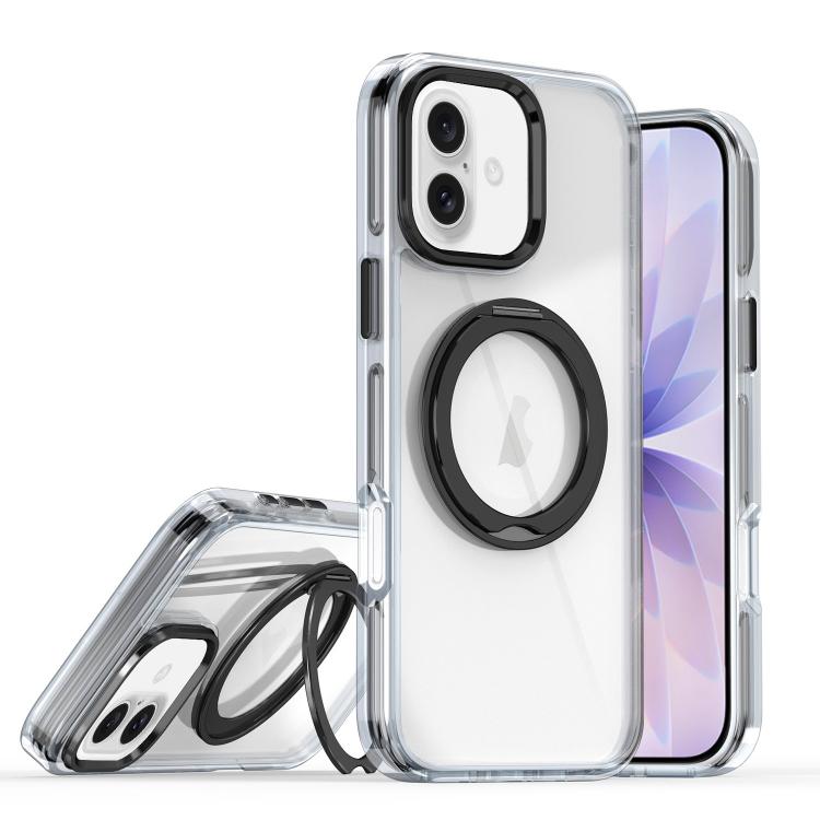For iPhone 17 Magnetic 360 Degree Rotating Holder Phone Case(Black)
