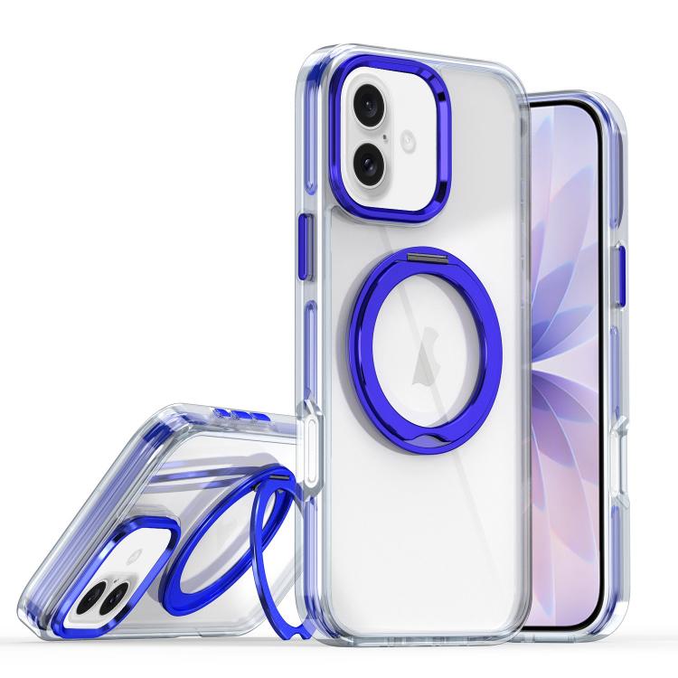For iPhone 17 Magnetic 360 Degree Rotating Holder Phone Case(Blue)