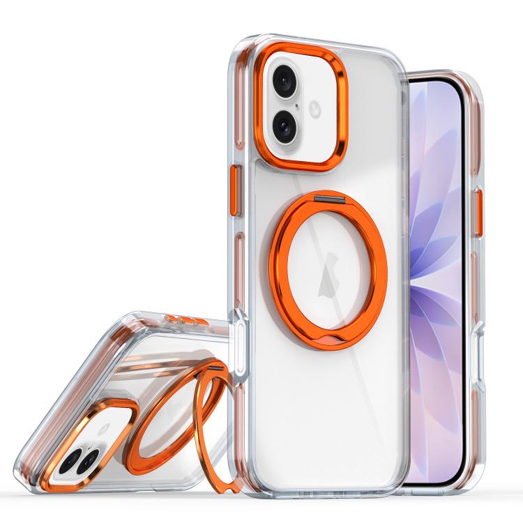 For iPhone 17 Magnetic 360 Degree Rotating Holder Phone Case(Orange)